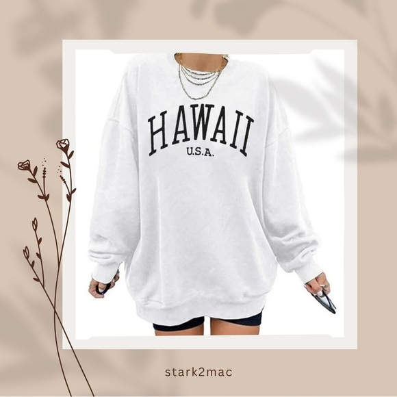 Amazon White Hawaii U.S.A. Women's Crewneck - Picture 1 of 5